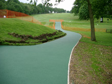 Wet pour rubber surfacing to buggy paths